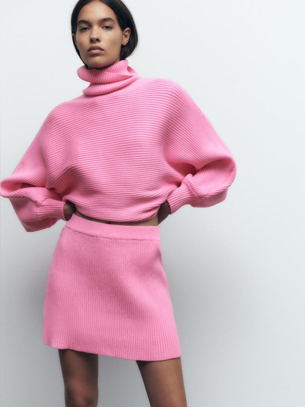 Zara Pink Knit Sweater and matching skirt